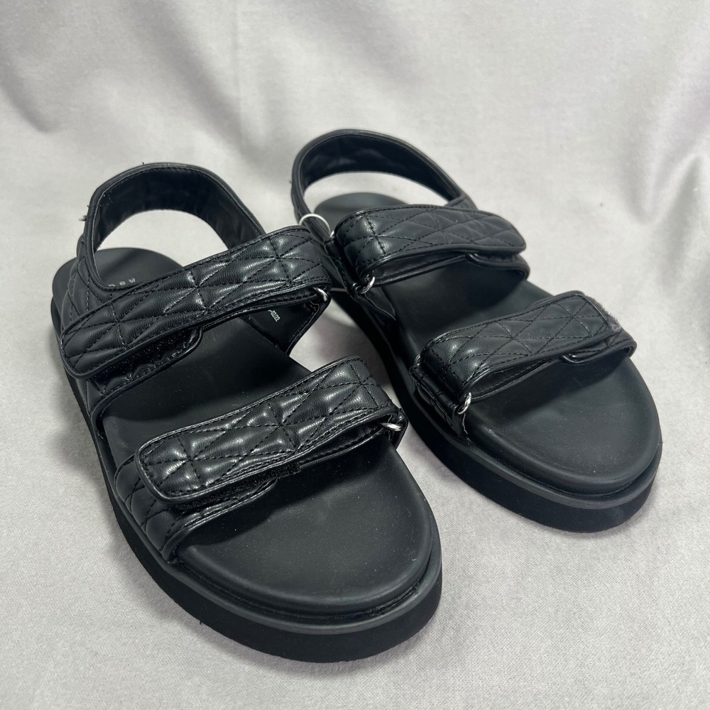 a new day Black Quilted Sandals